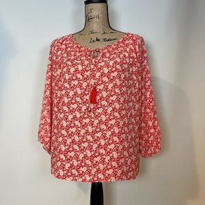 SKIES ARE BLUE Blouse, Size Small, Red with Paisley Design